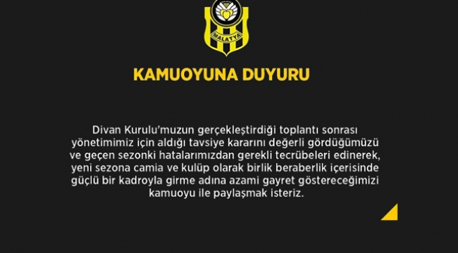 Yeni Malatyaspor Yönetimi İstifa Etmeyecek