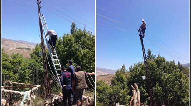 Elektrik Direğinde Mahsur Kalan Vatandaşı İtfaiye Kurtardı