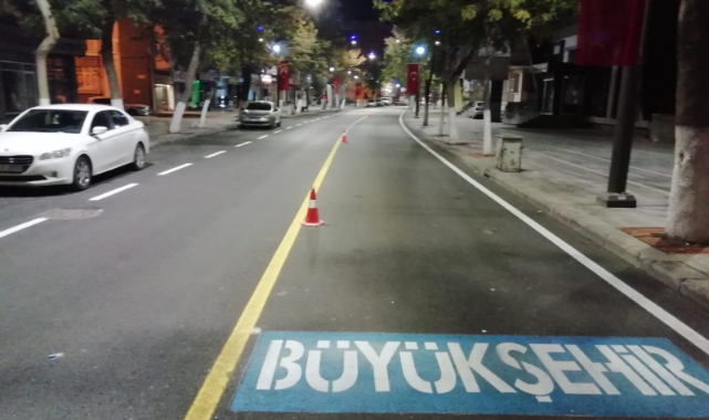 Sivas Caddesi’nde Yol Çizgileri Çizildi