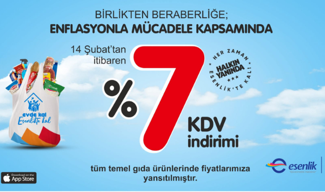 Esenlik, Tüm Gıda Ürünlerinde Yüzde 7 İndirime Gitti