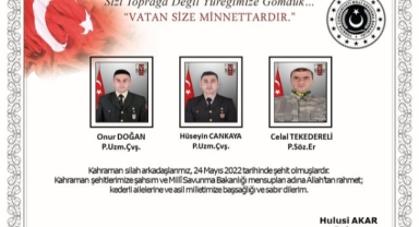 Pençe-Kilit Operasyon Bölgesinde 3 Asker Şehit Düştü