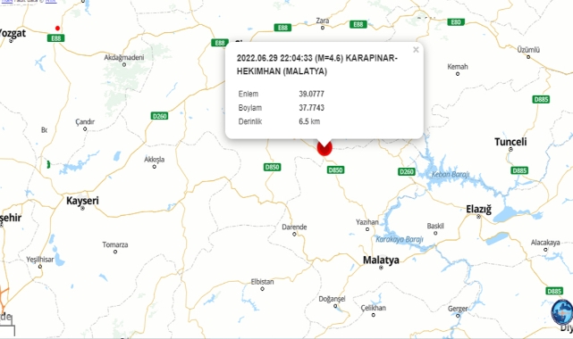 Hekimhan'da 4.6 Şiddetinde Deprem Meydana Geldi