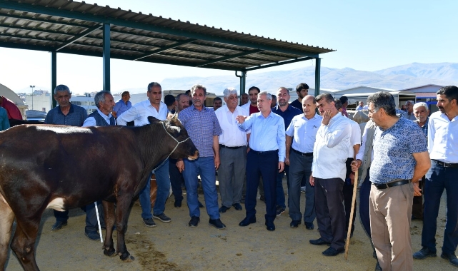 Başkan Çınar, Canlı Hayvan Pazarını Ziyaret Edip, Üreticilerle Bir Araya Geldi