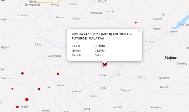 Malatya’nın Pütürge İlçesinde 3 Dakika Arayla 2 Deprem Yaşandı