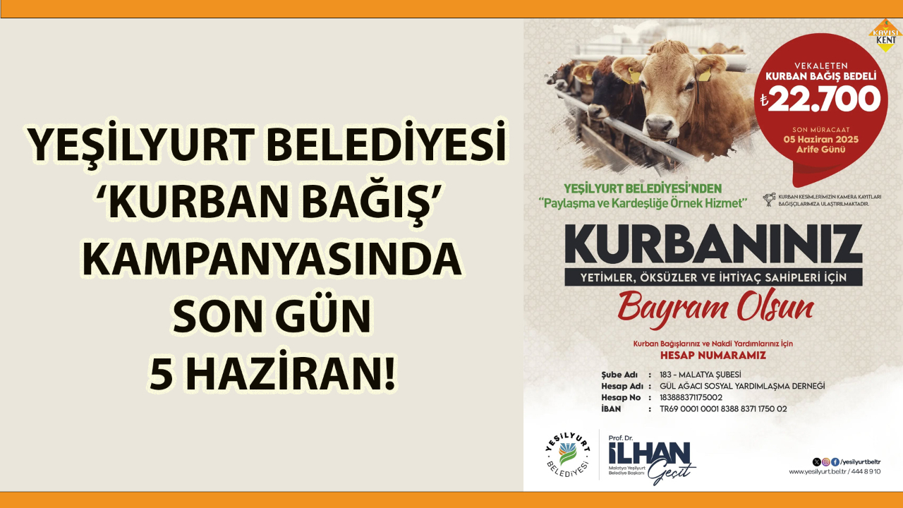 ‘KURBAN BAĞIŞ’ KAMPANYASINDA SON GÜN 5 HAZİRAN!