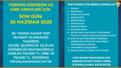 YERİNDE DÖNÜŞÜM VE HİBE-KREDİLERİ İÇİN SON GÜN 30 HAZİRAN 2025