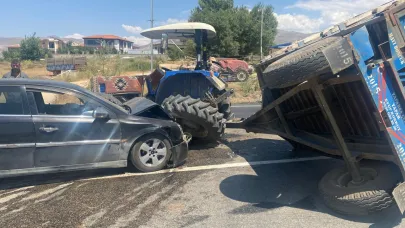DOĞANŞEHİR’DE TRAKTÖR İLE OTOMOBİL ÇARPIŞTI