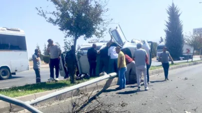 VİRAJI ALAMAYAN ARAÇ TAKLA ATTI, 1 YARALI VAR