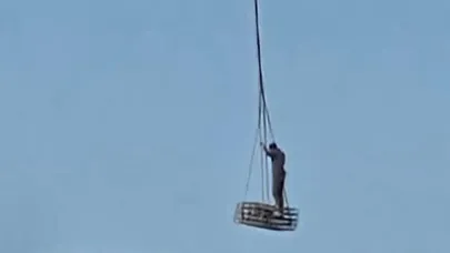 TOKİ ŞANTİYESİNDE TEHLİKELİ ANLAR TEPKİ TOPLADI