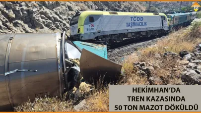 HEKİMHAN’DA TREN KAZASINDA 50 TON MAZOT DÖKÜLDÜ