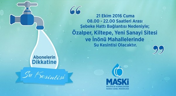 4 Mahallede Su Kesintisi Yaşanacak
