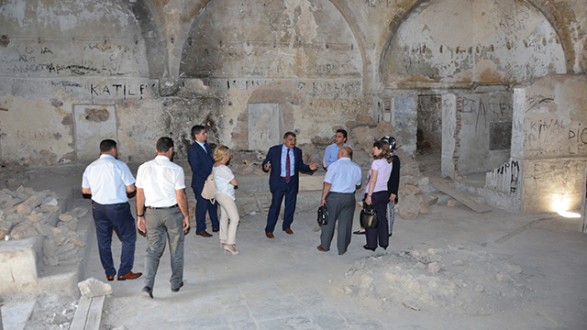 BAŞKAN GÜRKAN, TAHTALI HAMAMDA İNCELEMEDE BULUNDU
