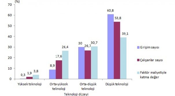 Büyük girişimler toplam katma değerin yaklaşık yarısını oluşturdu