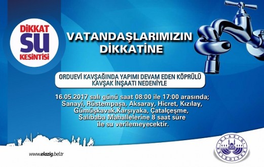 Elazığ'da Su Kesintisi