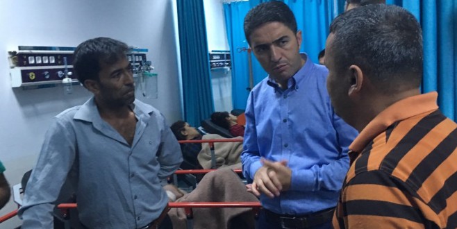 KİRAZ, YARALI İŞÇİLERİ HASTANEDE ZİYARET ETTİ