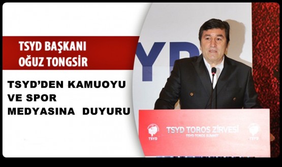 Tsyd’den Kamuoyu Ve Spor Medyasına  Duyuru