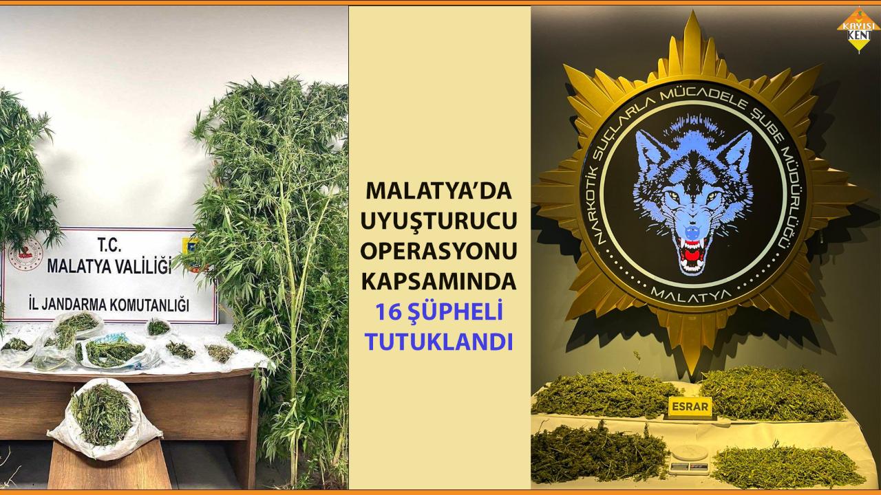 MALATYA’DA UYUŞTURUCU OPERASYONLARINDA 16 ŞÜPHELİ TUTUKLANDI