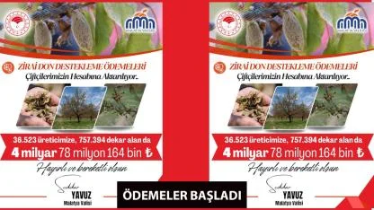 ZİRAİ DON DESTEK ÖDEMELERİ BAŞLADI