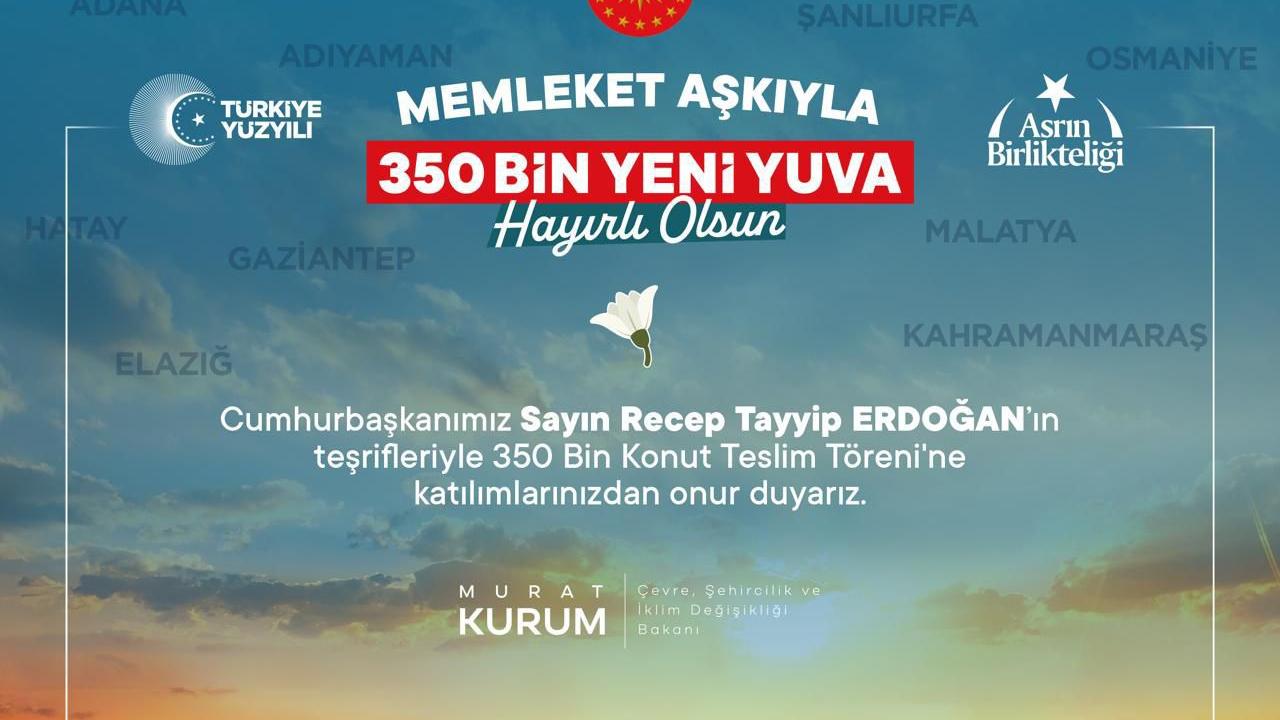 350 BİNİNCİ KONUT 15 KASIM’DA TESLİM EDİLECEK