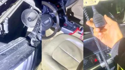 ARAÇTA GİZLİ ÇAKAR VE MEGAFON SİSTEMİ ELE GEÇİRİLDİ