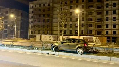 KÖPEĞE ÇARPAN OTOMOBİL KONTROLDEN ÇIKIP REFÜJE ÇARPTI