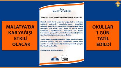 MALATYA'DA KAR YAĞIŞI ETKİLİ OLACAK