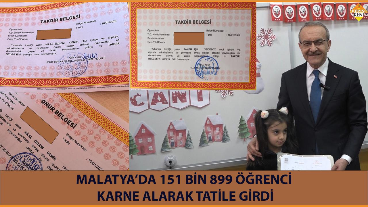 MALATYA’DA 151 BİN 899 ÖĞRENCİ KARNE ALARAK TATİLE GİRDİ