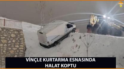 VİNÇLE KURTARMA ESNASINDA HALAT KOPTU