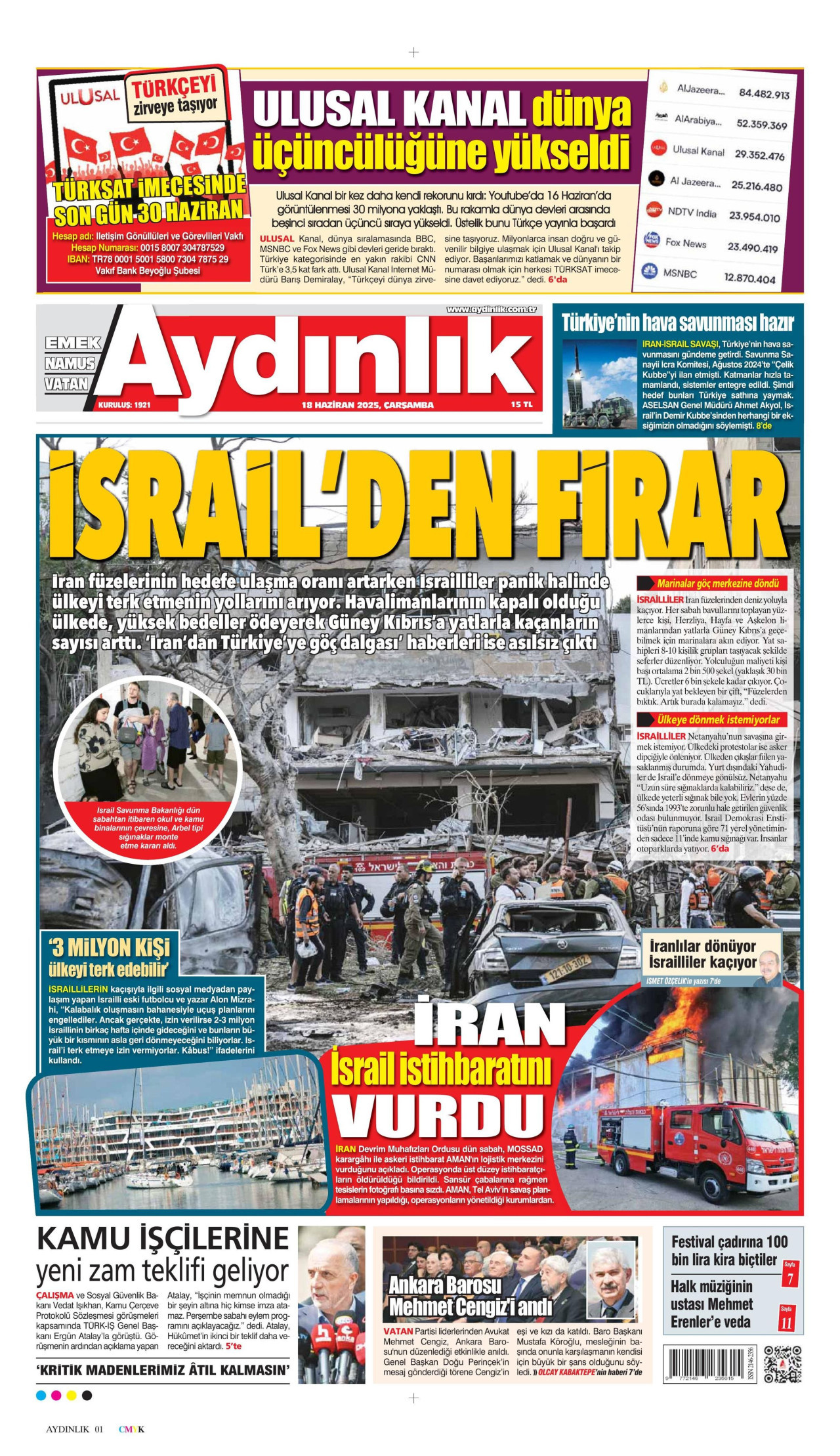 AYDINLIK GAZETESİ Gazete Manşeti