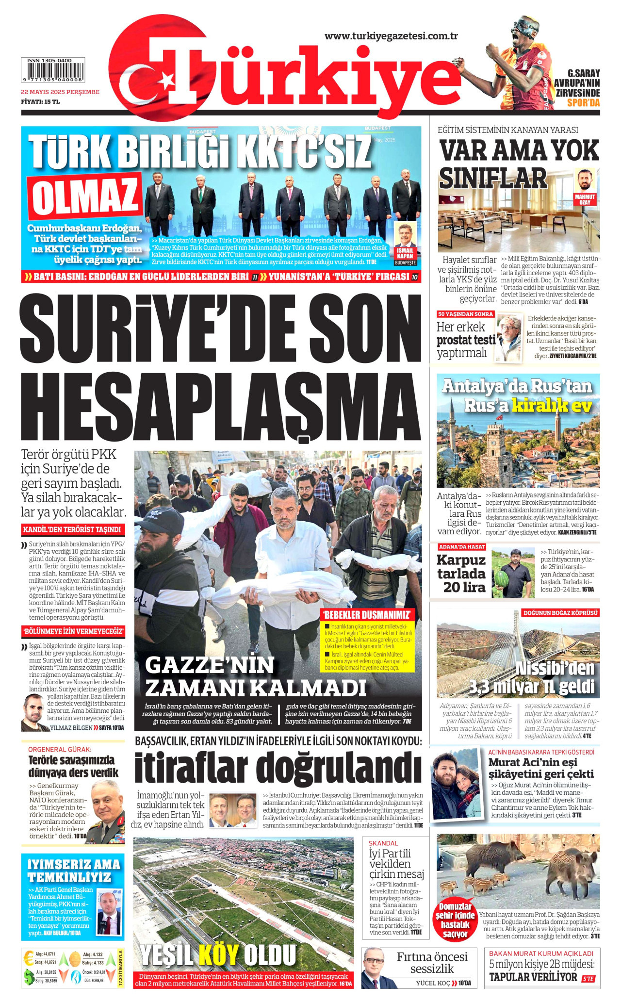 TÜRKİYE GAZETESİ Gazete Manşeti